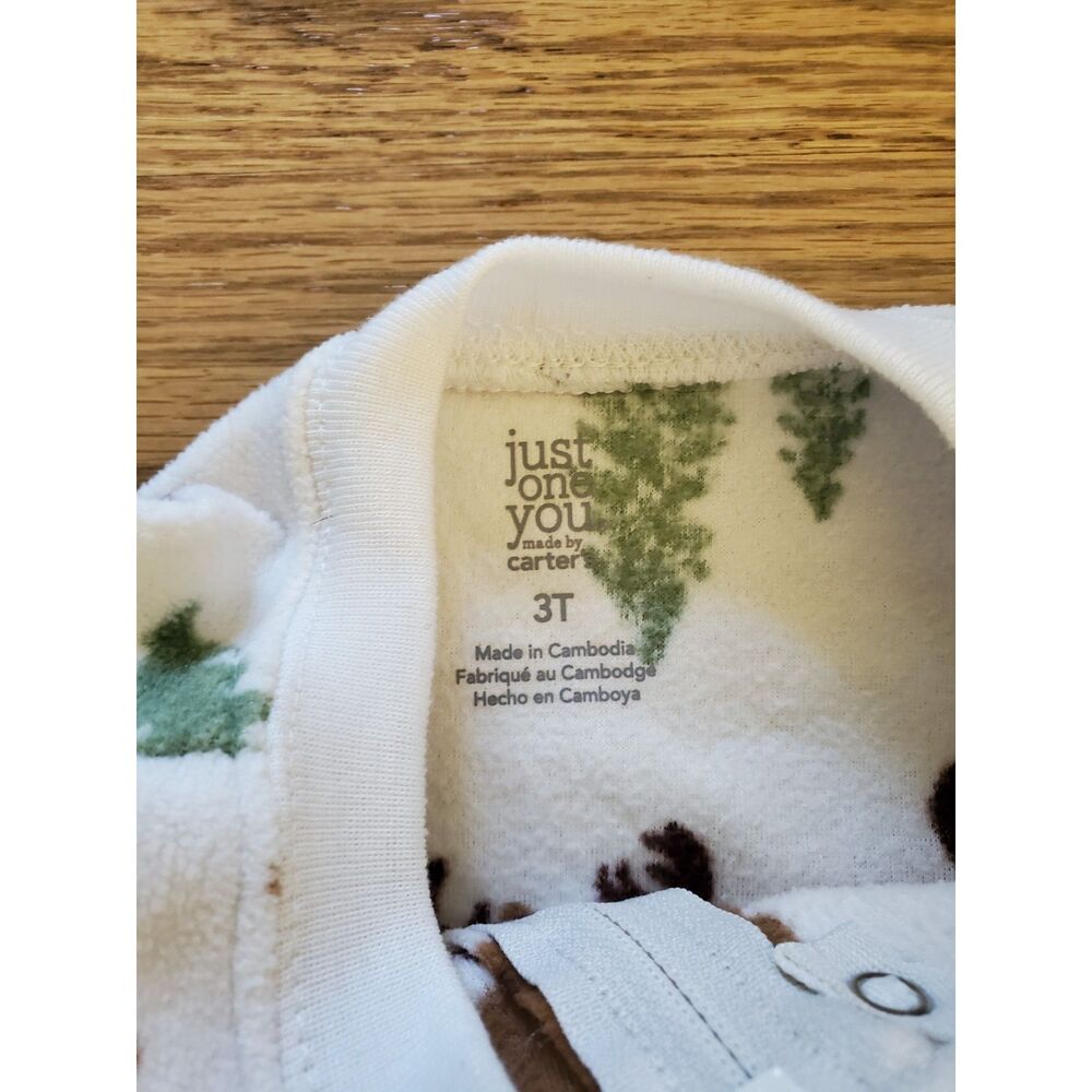 Just One You by Carter's 3T Flannel One Piece Footed Pajama VGUC - Picture 3 of 6